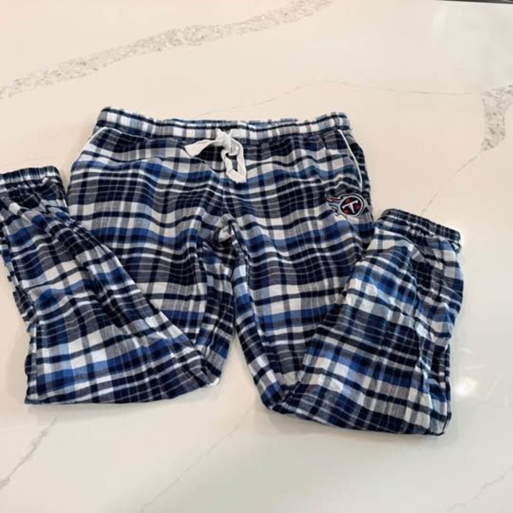 NFL Titans plaid sleep pants, M, 17–20 waist, 9 rise, 26 length, C7516